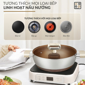 Nồi lẩu Inox 316 đúc liền 7 lớp chống dính Haatz Titanium Aura 30cm