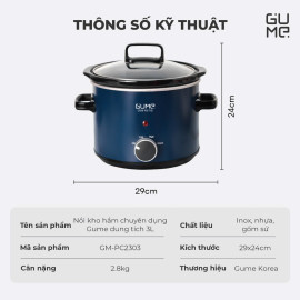 Nồi kho cá, nấu cháo chậm Gume Hàn Quốc 3L PC2303