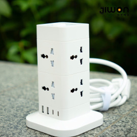 Ổ cắm điện đa năng Jiwon Hàn Quốc 8 lỗ cắm 3 chấu 2500W tích hợp cổng USB, Type C sạc nhanh