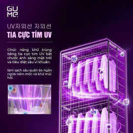 Tủ sấy quần áo Gume Hàn Quốc GM-8222 gấp gọn, có bánh xe kèm khiển từ xa