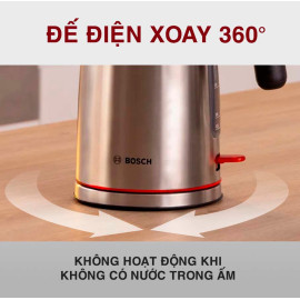 Ấm đun siêu tốc inox Bosch TWK6M480 dung tích 1.7l, công suất 2400W hàng Đức