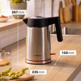 Ấm đun siêu tốc inox Bosch TWK6M480 dung tích 1.7l, công suất 2400W hàng Đức