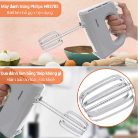 Máy đánh trứng cầm tay Philips HR3705/20 công suất 300W, bảo hành 2 năm