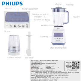 Máy xay sinh tố đa năng Philips HR2221/00 công suất 700W, xuất xứ Indonesia