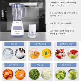 Máy xay sinh tố đa năng Philips HR2221/00 công suất 700W, xuất xứ Indonesia