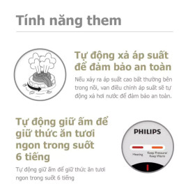 Nồi áp suất điện Philips HD2103/66 dung tích 5L, 14 chức năng nấu, chuẩn Châu Âu