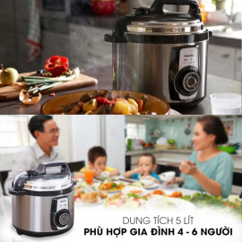 Nồi áp suất điện Philips HD2103/66 dung tích 5L, 14 chức năng nấu, chuẩn Châu Âu