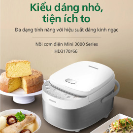 Nồi cơm điện tử mini Philips HD3170/66 dung tích 0.85 lít bảo hành 24 tháng