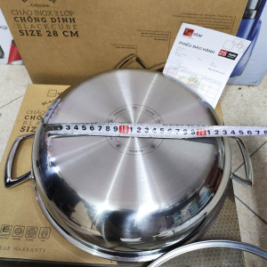 Chảo lẩu Inox 304 sâu lòng đáy liền 3 lớp Fivestar Blackcube 28cm bảo hành 5 năm