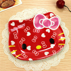 Bộ đồ dùng ăn hình Hello Kitty đỏ cho bé hàng xuất Nhật 02