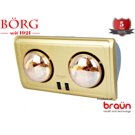 Đèn sưởi nhà tắm 2 bóng Braun Kohn KN02G công suất mỗi bóng 550W - Bảo hành 5 năm 1 đổi 1
