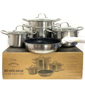 Bộ nồi xửng và chảo chống dính Inox 304 Fivestar Plus FPB5006 thân đúc đáy liền 5 món