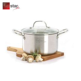 Nồi Inox 304 Fivestar Plus thân đúc đáy liền size 16cm kèm vung kính