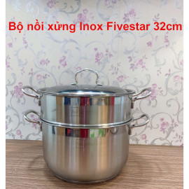 Bộ nồi xửng hấp Inox 3 đáy Fivestar 32cm 18 lít nắp inox, bảo hành 60 tháng chính hãng
