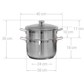 Bộ nồi xửng hấp Inox 3 đáy Fivestar 28cm nắp kính dùng bếp từ, bảo hành 5 năm