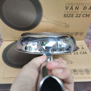 Chảo chống dính vân đá Inox 304 Fivestar Plus đáy liền size 22cm