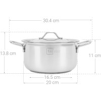 Nồi 3 Đáy Sandwich Inox 430 Fivestar 20cm Dùng Cho Bếp Từ FSN20
