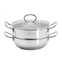 Nồi kèm xửng hấp Inox 3 đáy cao cấp Fivestar 20cm vung kính