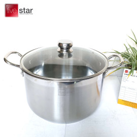 Nồi luộc gà Inox Fivestar 30cm nắp kính - hàng chính hãng, bảo hành 60 tháng