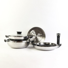 Bộ nồi chảo Kimscook Blackcube 3 lớp đúc liền đáy từ đa năng chống dính T&K