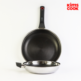 Chảo Wok sâu lòng 28cm đa năng Kimscook Blackcube 3 lớp đúc liền đáy từ chống dính 