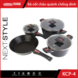 Bộ nồi chảo chống dính 4 món Kim's Cook NEXT STYLE - Hợp kim nhôm đáy từ cao cấp - Bảo hành 24 tháng