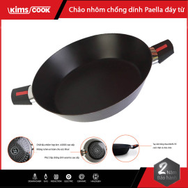 Chảo hợp kim nhôm chống dính 2 quai Kims Cook Paella 28cm đáy từ