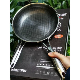 Chảo chống dính Inox 304 đường kính 24cm Kimscook Blackcube Hàn Quốc dùng bếp từ