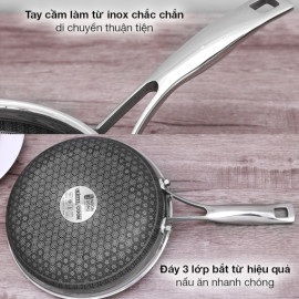 Chảo chống dính 2 mặt Inox 3 lớp đúc liền Kimscook Noon Song 26cm đáy từ