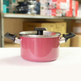 Nồi hợp kim nhôm chống dính vân đá đáy từ nắp kính Kims Cook 18cm EARM318H