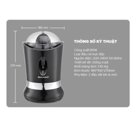 Máy vắt cam cao cấp Sharp EJ-J850-BK công suất 85W bảo hành 12 tháng