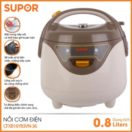 Nồi cơm điện mini Supor CFXB16YB3VN-36 dung tích 0.8 lít bảo hành 12 tháng