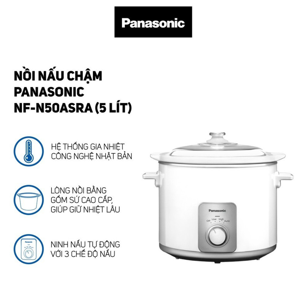Nồi nấu chậm Panasonic dung tích 5 Lít NF-N50ASRA sản xuất Malaysia - Bảo Hành 12 Tháng