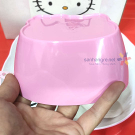 Bộ bát đĩa thìa nhựa Melamin giả sứ hình mèo Hello Kitty