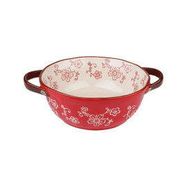 Bát tô sứ 2 tai họa tiết hoa đào phong cách Nhật Bản 620ml