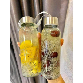 Bình detox thủy tinh nắp Inox dung tích 500ml