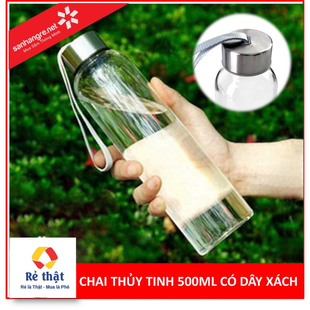 Bình detox thủy tinh nắp Inox dung tích 500ml