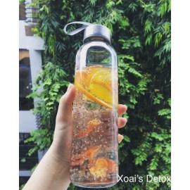 Bình detox thủy tinh nắp Inox dung tích 500ml