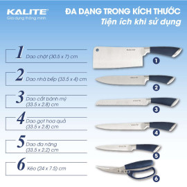 Bộ dao kéo 6 món inox nguyên khối cao cấp Kalite KL-190