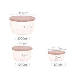 Bộ 3 hộp thực phẩm nhựa tròn Inochi Hokkaido 500-1000-2000ml hàng xuất Nhật