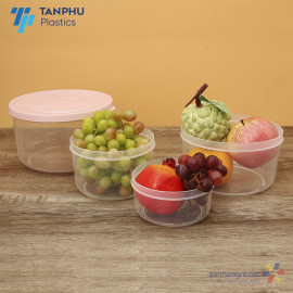 Bộ 3 hộp thực phẩm nhựa tròn Inochi Hokkaido 500-1000-2000ml hàng xuất Nhật