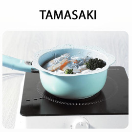 Bộ nồi chảo chống dính Baby Tamasaki Nhật Bản 16cm kèm thìa dùng bếp từ - Màu xanh