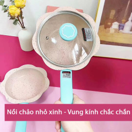 Bộ nồi chảo chống dính Baby Tamasaki Nhật Bản 16cm kèm thìa dùng bếp từ - Màu xanh