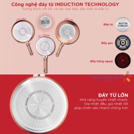 Bộ nồi và 2 chảo nhôm chống dính Tefal Cook&Shine G803S695 tặng 1 vá canh và 1 sạn chiên