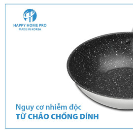 Chảo sâu lòng chống dính Inox 304 Happy Home Pro Hàn Quốc 3 lớp đáy từ size 28cm