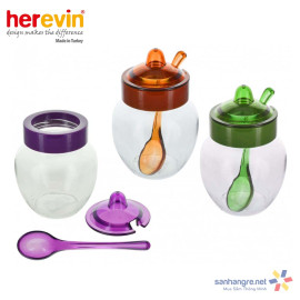 Hũ gia vị thủy tinh kèm muỗng Herevin 370ml - Xuất xứ Thổ Nhĩ Kỳ
