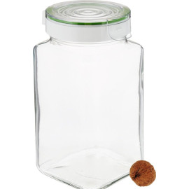 Hũ thủy tinh Herevin vuông nắp gài 2000ml - Xuất xứ Thổ Nhĩ Kỳ (giao màu ngẫu nhiên)