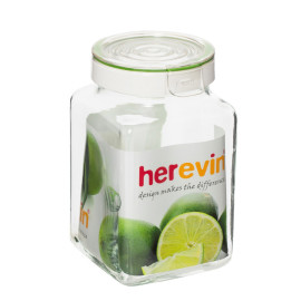 Hũ thủy tinh Herevin vuông nắp gài 2000ml - Xuất xứ Thổ Nhĩ Kỳ (giao màu ngẫu nhiên)