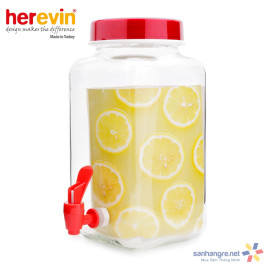 Hũ thủy tinh vuông có vòi Herevin 3 lít - Xuất xứ Thổ Nhĩ Kỳ