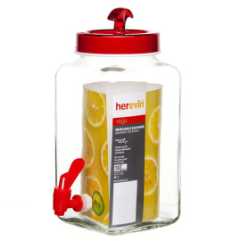 Hũ thủy tinh vuông có vòi Herevin 3 lít - Xuất xứ Thổ Nhĩ Kỳ